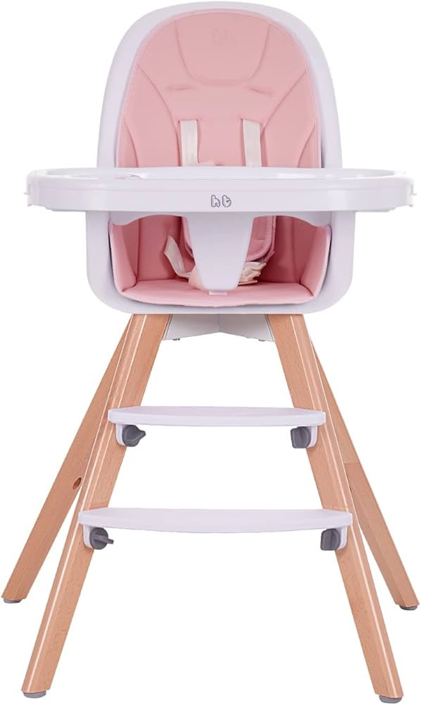 Baby High Chair with Double Removable Tray for Baby/Infants/Toddlers, 3-in-1 Wooden High Chair/Bo... | Amazon (US)
