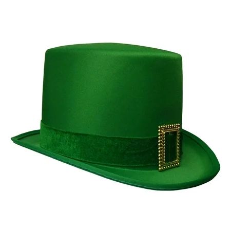 St. Patricks Day Top Hat Green Satin With Buckle Adult Leprechaun Costume Hat | Walmart (US)