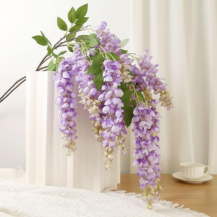 4pcs 47.2-inch Artificial Fake Wisteria Hanging Flower Garland Silk Flower String Home Party Deco... | Amazon (US)