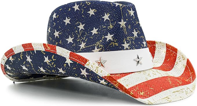 American Flag Cowboy Cowgirl Hat Patriotic USA Western Hat 4th of July Party Parade Rodeo Cowgirl... | Amazon (US)