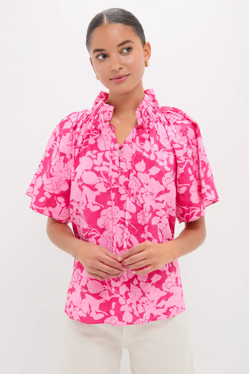 Pink Textured Floral Thea Blouse | Tuckernuck (US)