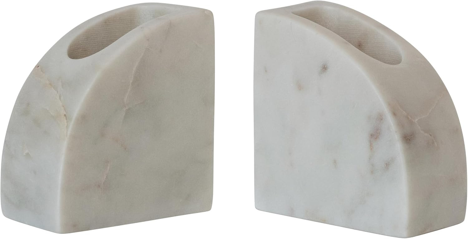 Creative Co-Op 2-Piece Marble Vases/Bookends, White | Amazon (US)