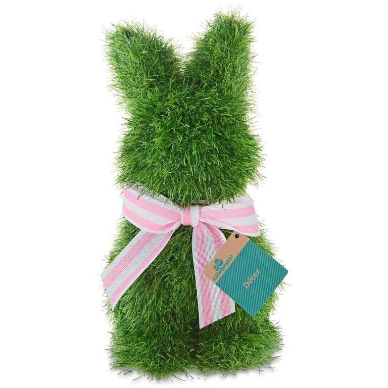 Faux Grass Standing Bunny Topiary, Green, 15", Easter by Way To Celebrate | Walmart (US)