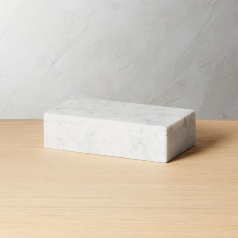 Extra Large White Marble Box + Reviews | CB2 | CB2