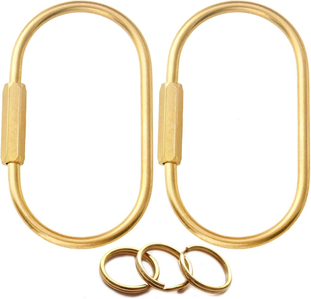 Gold Brass Key Rings, Purse Bag Charms for Handbags, Screw Lock Key Organizer, Carabiner Keychain... | Amazon (US)