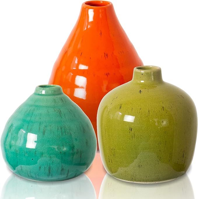 Rustic Home Decor Vases for Flowers - Modern Farmhouse Decor Ceramic Vase, Small Vases for Decor,... | Amazon (US)