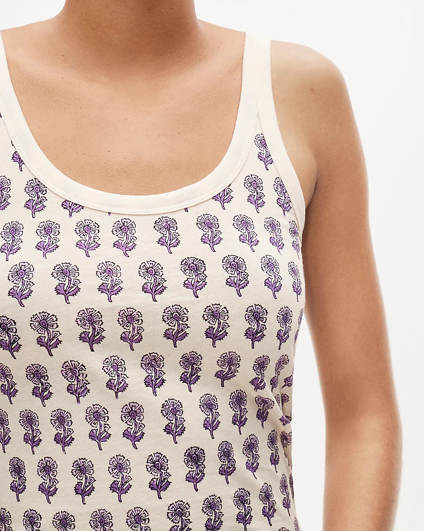 Feather jersey tank top in lilac block print | J. Crew US