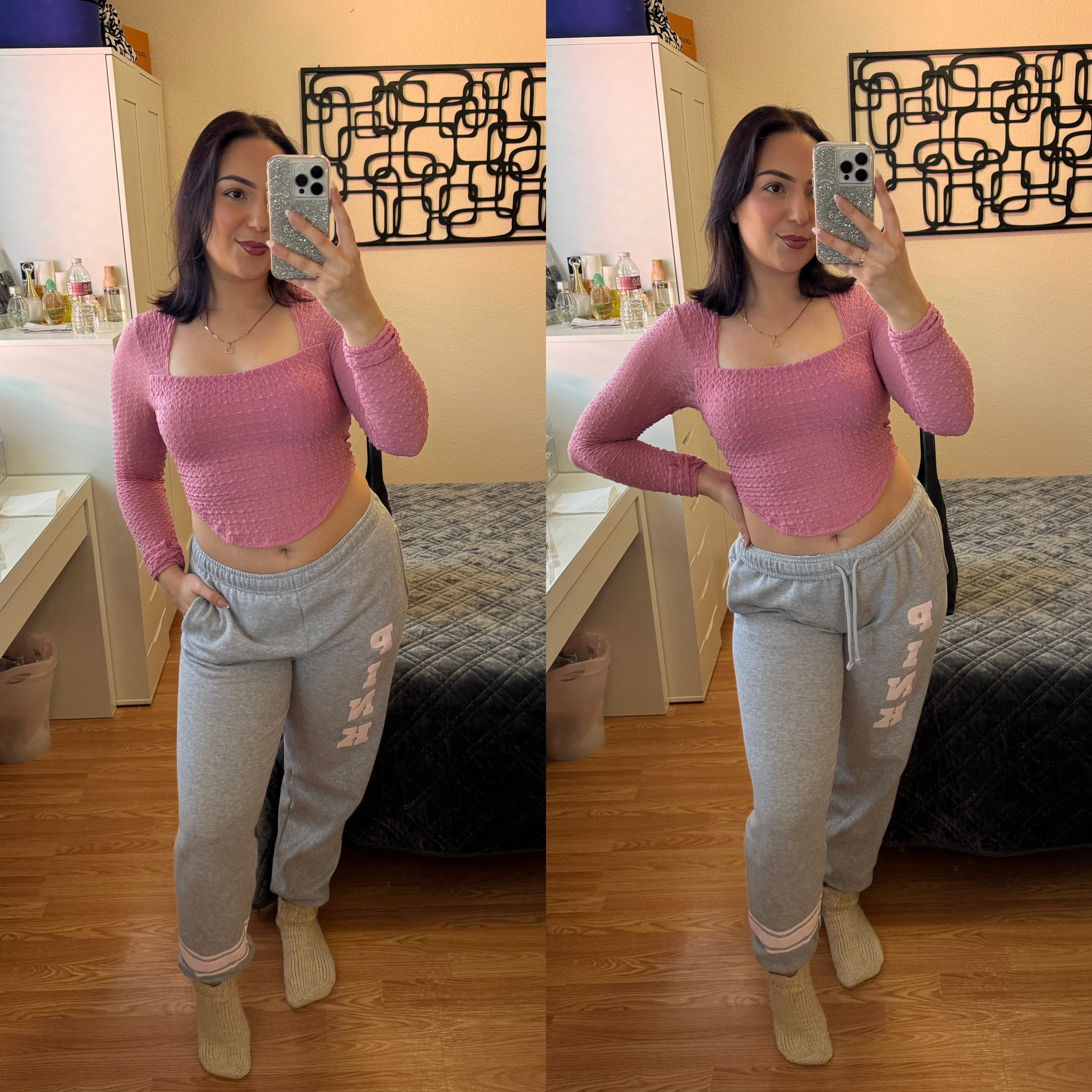 Sweatpants from PINK size Medium 
And top from Halara size Medium 
Love both, so cute and comfy 🥰 the sweatpants are oversized so you can size down!

#LTKStyleTip #LTKBeauty