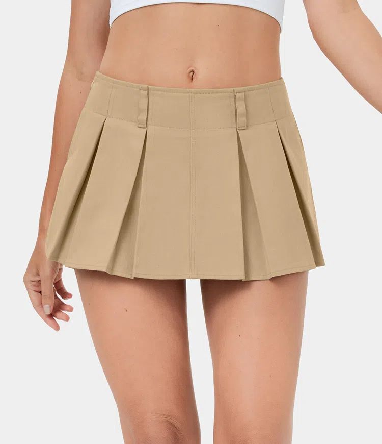 Women's Low Rise Belted 2-in-1 Pleated Mini Casual Skirt - HALARA | HALARA