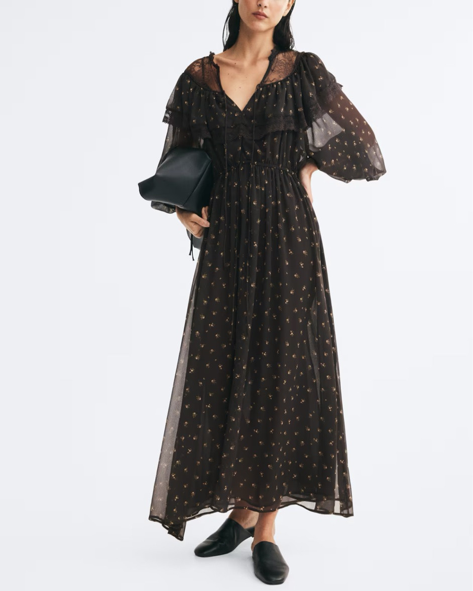 Lace detail black floral maxi dress

#LTKSeasonal