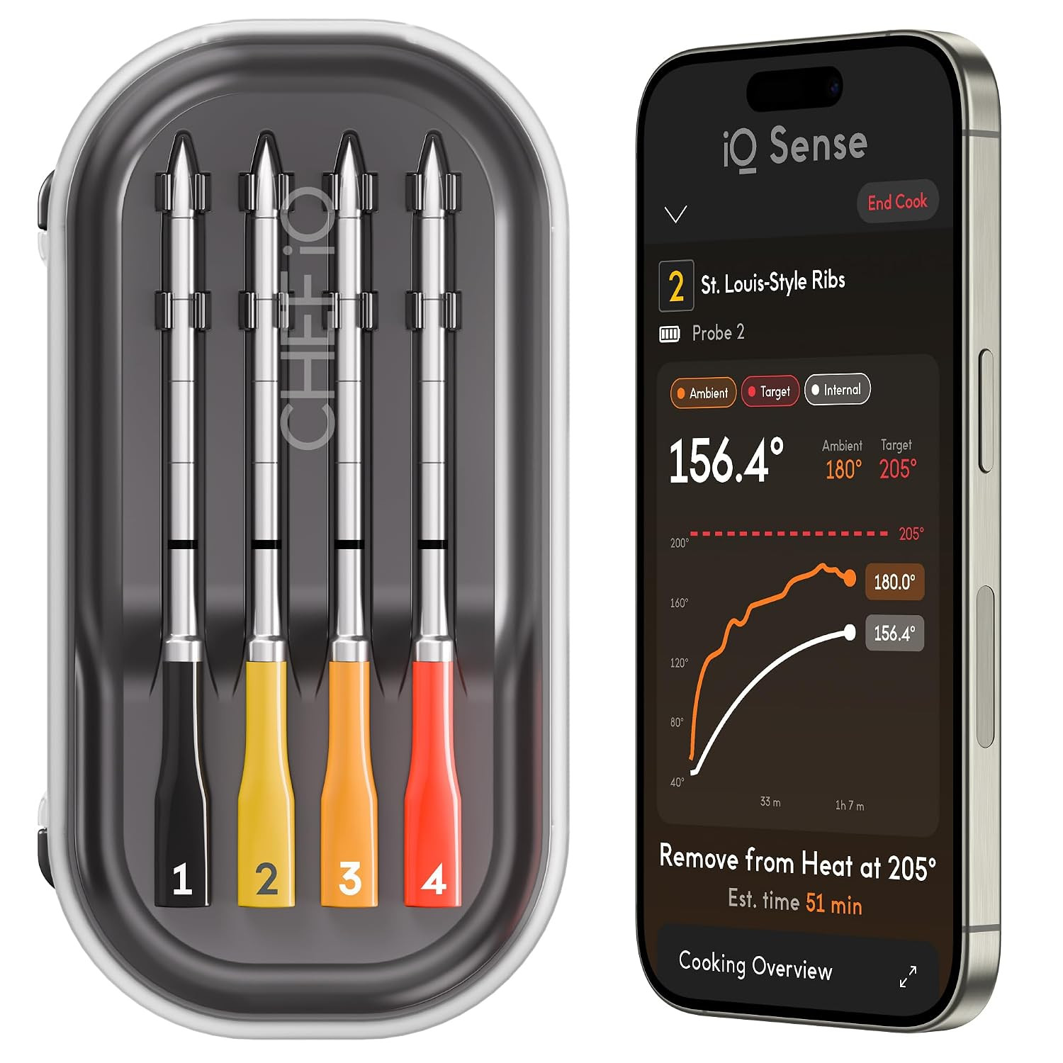 CHEF iQ Sense | Smart Wireless Meat Thermometer | 4 Ultra-Thin Probes | WiFi Unlimited Range | 1000°F Heat Safe | 5 Sensors | BBQ, Grill, Oven, Smoker, Air Fryer | Gen3 | Amazon (US)