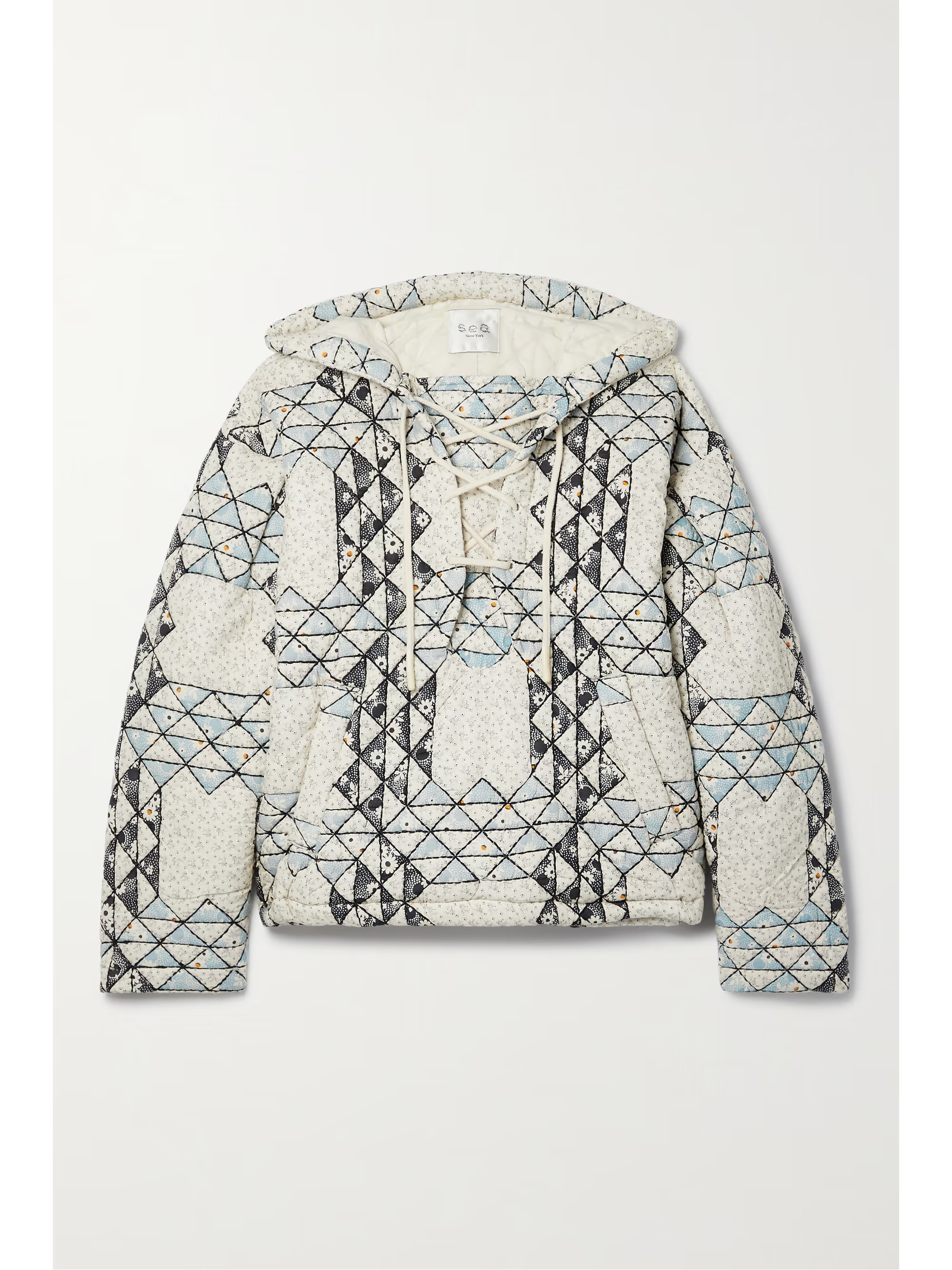 Ivory Clemence oversized patchwork printed cotton hooded jacket | SEA | NET-A-PORTER | NET-A-PORTER (US)