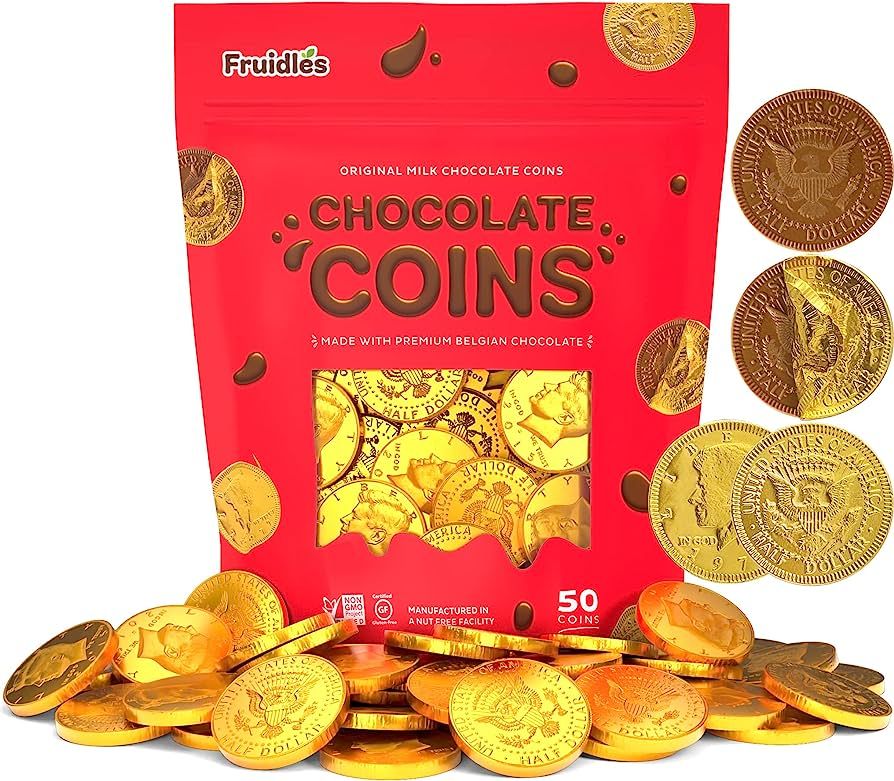 Milk Chocolate Coins, Gold Half Dollar Chocolate Coins, Made with Premium Belgian Chocolate, Nut ... | Amazon (US)