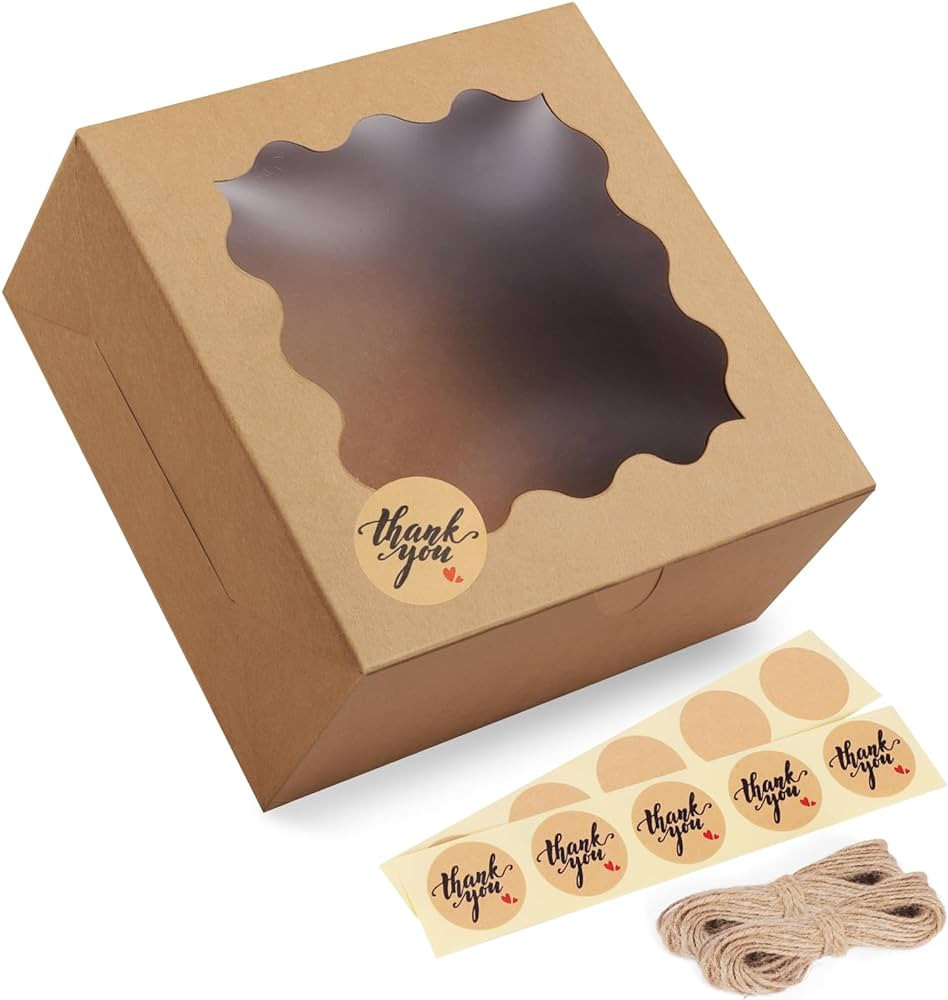 Eupako Mini Small Window Bakery Boxes 50 Pack               
Material: Cardboard | Amazon (US)
