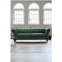 Chesterfield Green Velvet 3 Seater Sofa | Debenhams UK