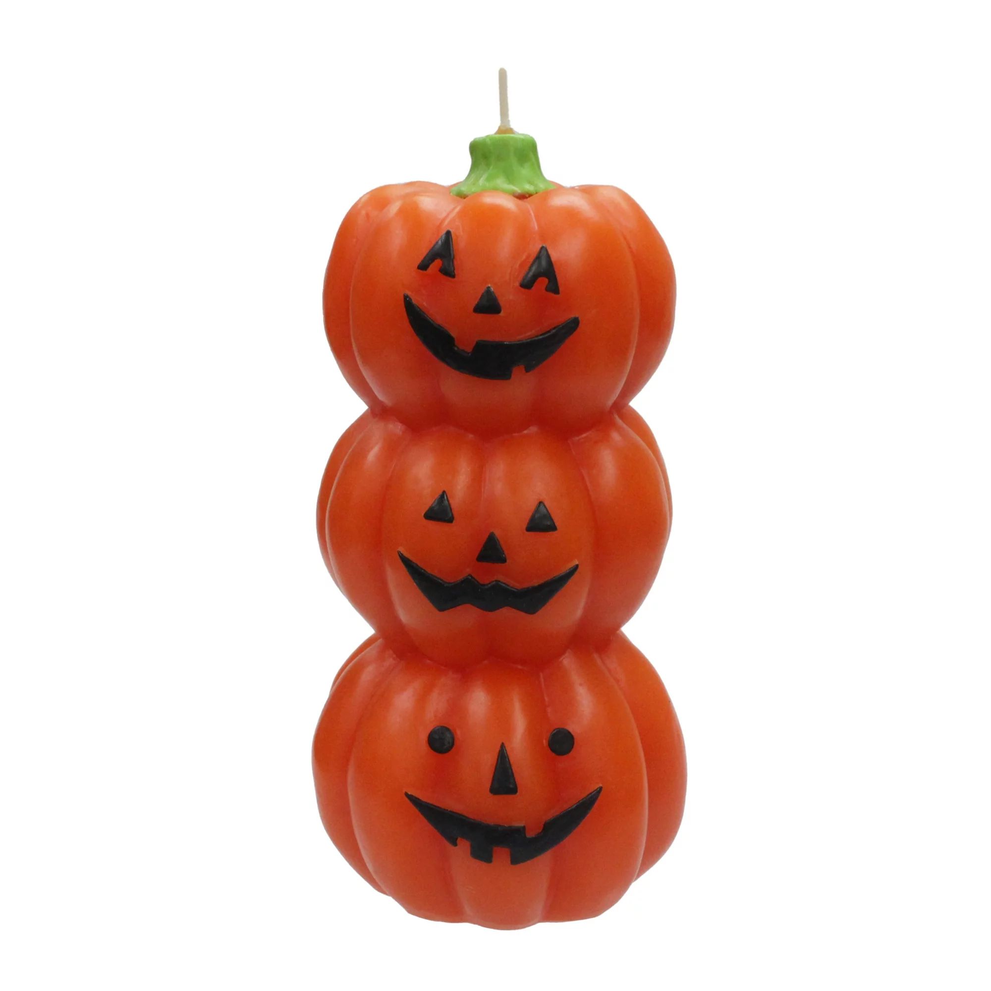 Mainstays Unscented Halloween 3 Pumpkin Figural Candle, 6.3 inches, Orange | Walmart (US)