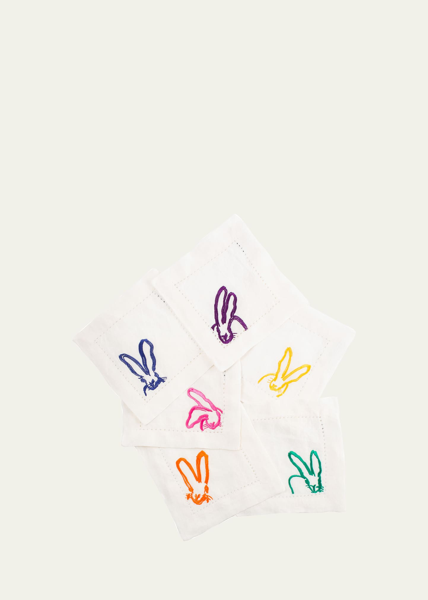 Hunt Slonem Colorful Bunnies Cocktail Napkins, Set of 6 | Bergdorf Goodman