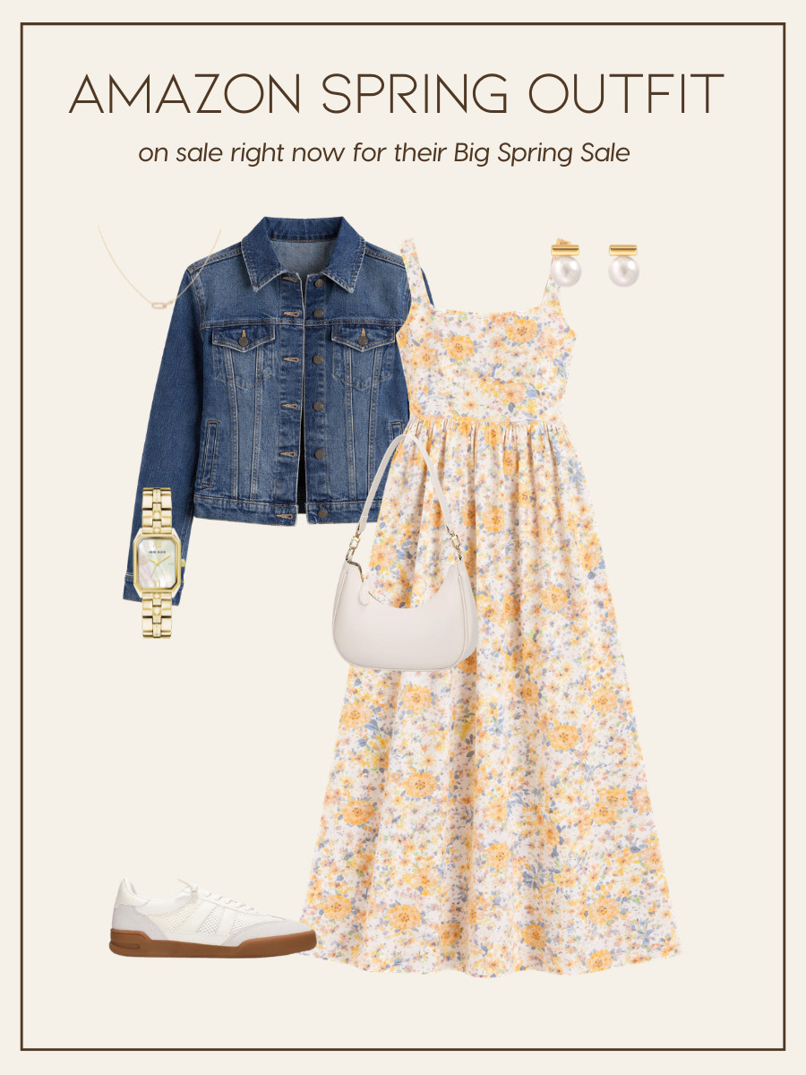 Such an easy way to style a spring dress 🤍 I love pairing a floral maxi with a denim jacket to keep it a little more casual, and adding sneakers makes it perfect for everyday plans.

Everything in this look is from @amazon and included in their Big Spring Sale—so many good pieces right now that you can wear so many different ways. 

 #ad #founditonamazon