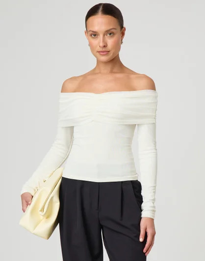 Mesh Off Shoulder Long Sleeve Top | Glassons (Australia)