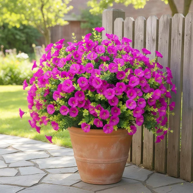 Artificial Flowers For Outdoors Fake Plants, 12 Bundles Faux Fuchsia Morning Glory UV Resistant L... | Wayfair North America