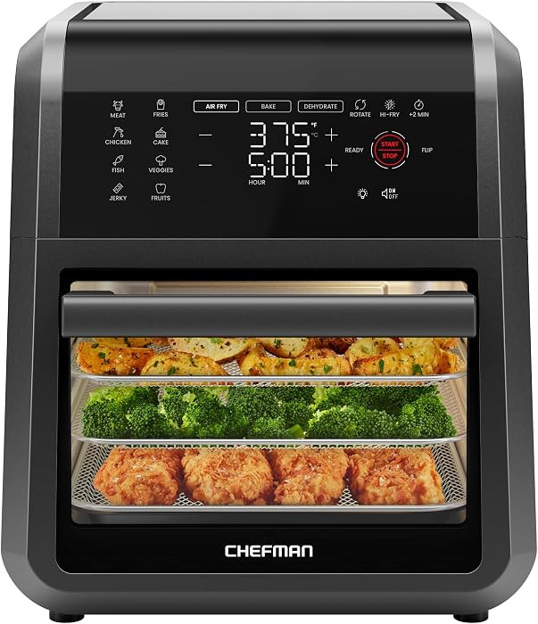 Chefman 12-Quart 5-in-1 Air Fryer Oven with Digital Timer, Touchscreen, and 12 Presets - Family S... | Amazon (US)