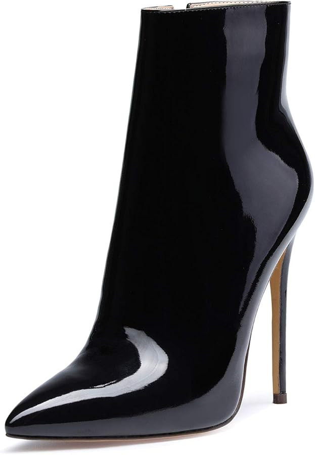 Castamere Womens High Heel Ankle Boots Pointed Toe Slip-on Stiletto Boot with Zipper 12CM Heels | Amazon (US)
