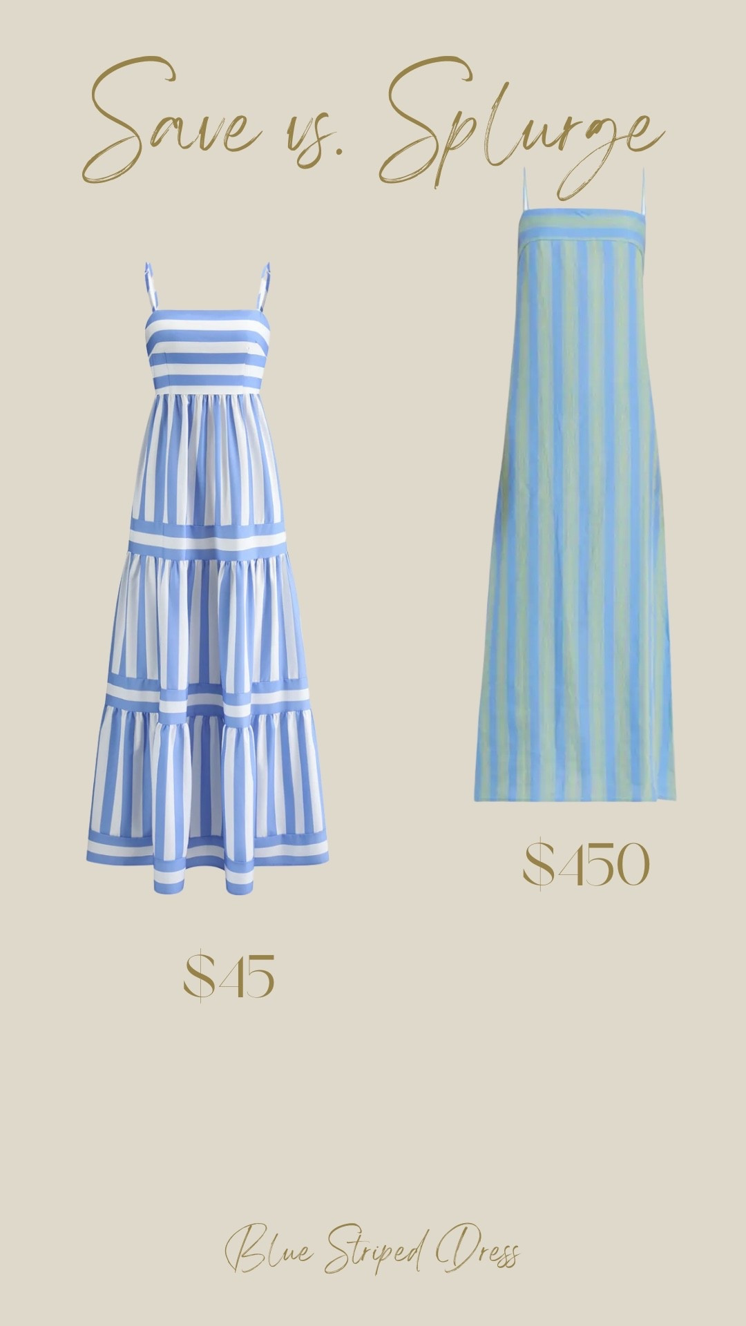 You can purchase this blue & green striped linen dress from Staud for $450 orrr this white & blue dress from Commense for $45.

#LTKSeasonal #LTKootd #LTKTravel