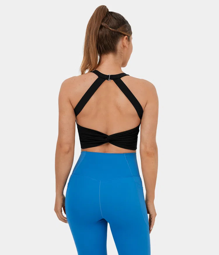 Women’s Cloudful™ Fabric Backless Cut Out Twisted Cropped Yoga Tank Top - HALARA | HALARA