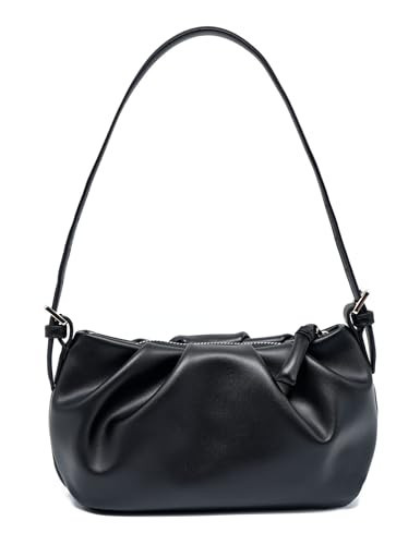 Arkgene Genuine Leather Shoulder Bag for Women Womens Crossbody Bag Small Ruched Purse Black | Amazon (US)