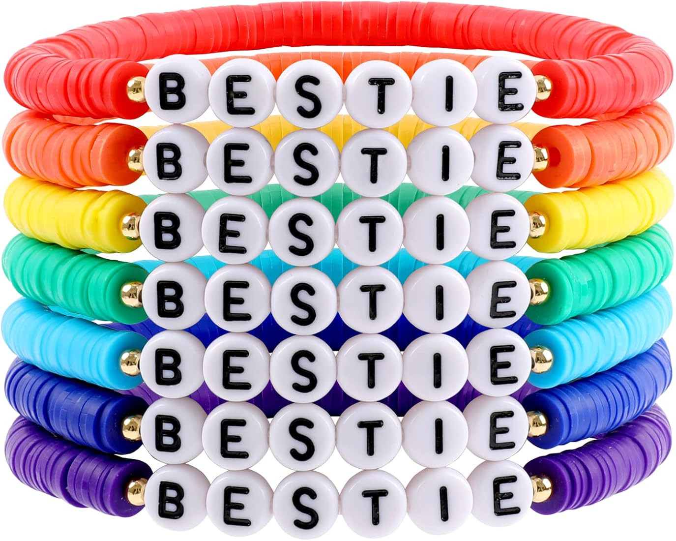Rainbow Heishi Surfer Bracelets Set for Women Girls Stackable Clay Beaded Bracelets Disc Stretch ... | Amazon (US)