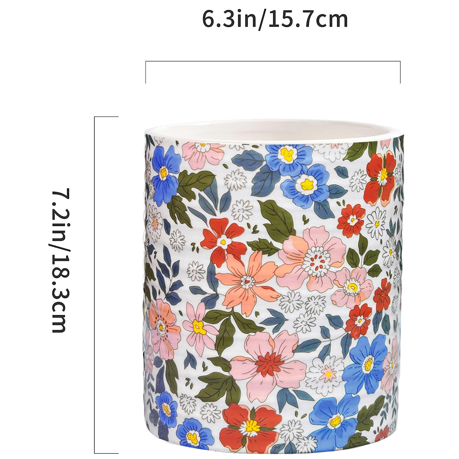 Kitchen Utensil Holder,7.2″Extra Large Stable Vintage Floral Pattern Ceramic Utensil Crock,Flow... | Amazon (US)