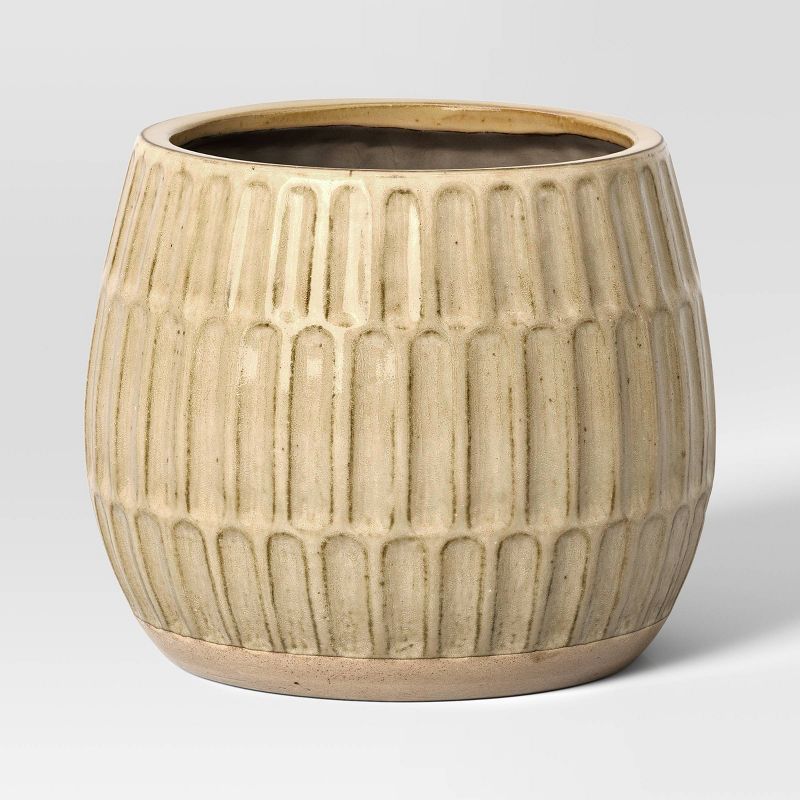 10.125" Ceramic Textured Outdoor Planter Khaki - Threshold™ | Target