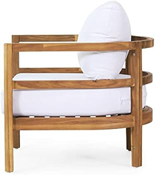 Christopher Knight Home 315613 Ellendale Club Chair, White + Teak | Amazon (US)