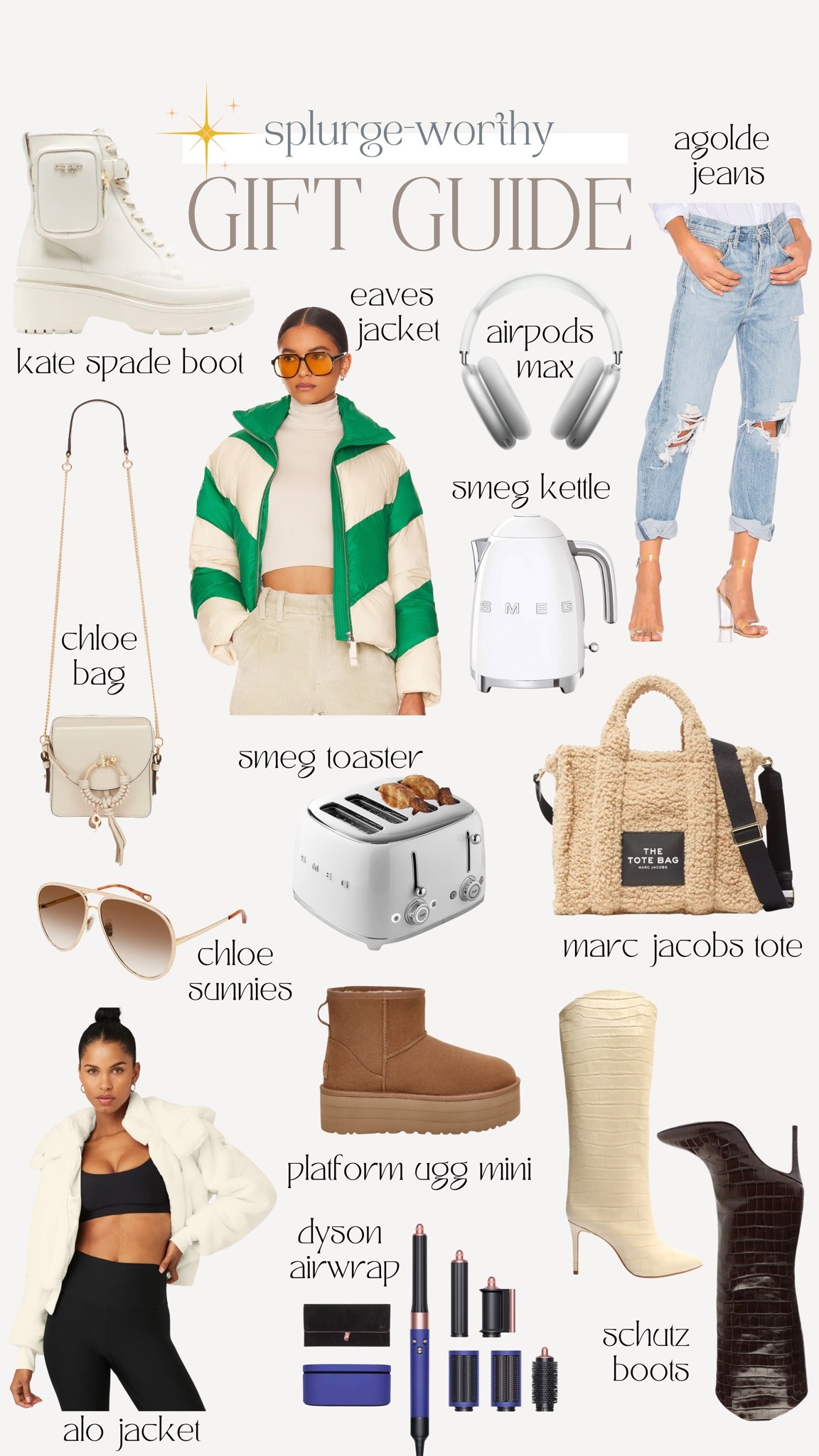 2022 holiday gift guide ideas, splurge worthy gifts, luxury, handbags glasses UGG boots, AirPod max smeg, agolde alo

#LTKSeasonal #LTKstyletip #LTKHoliday