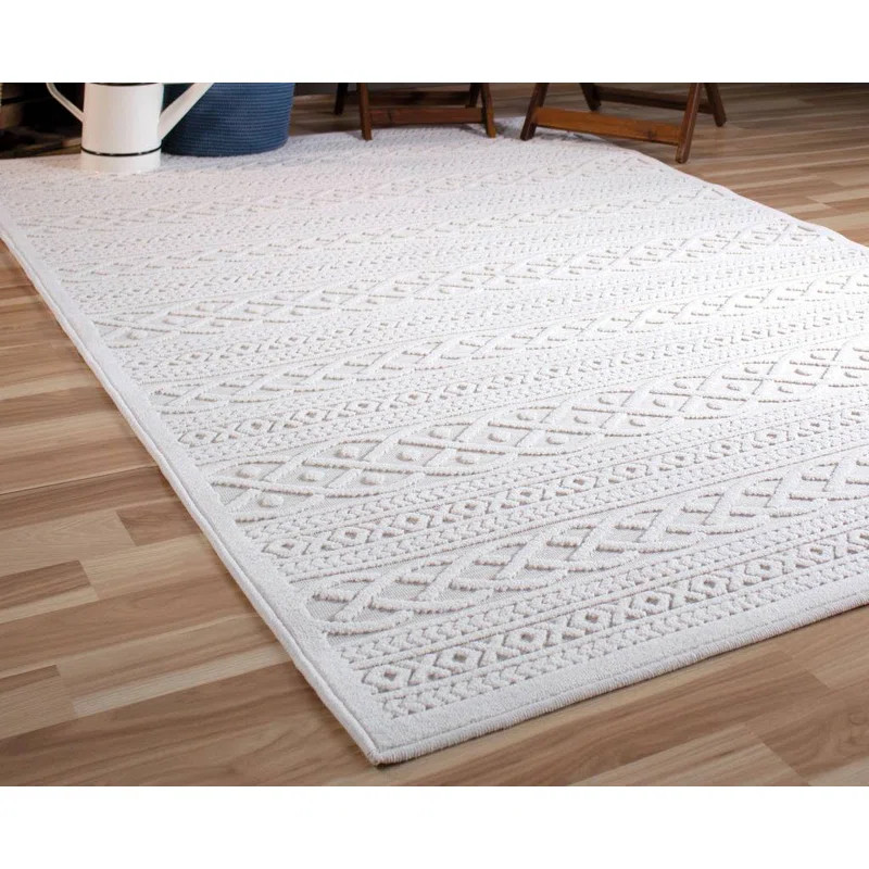 Borst Geometric Indoor / Outdoor Area Rug in Ivory | Wayfair North America