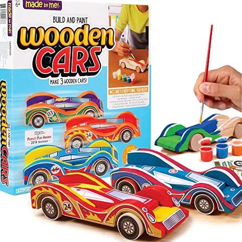 Made By Me Build & Paint Your Own Wooden Cars - DIY Wood Craft Kit, Easy To Assemble and Paint 3 ... | Amazon (US)