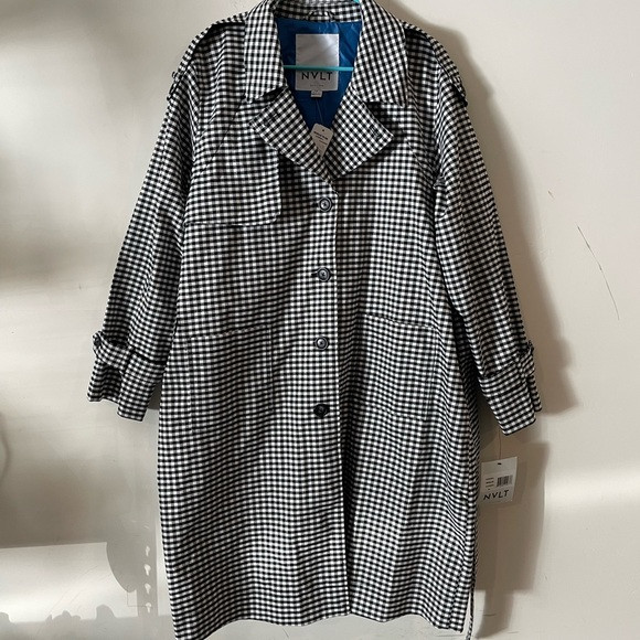 NVLT Gingham Check Tie Waist Trench Coat Size L | Poshmark