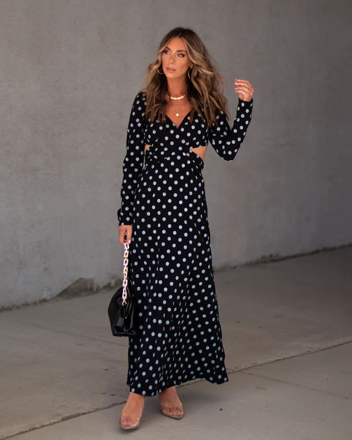 Argentina Polka Dot Back Cutout Maxi Dress | VICI