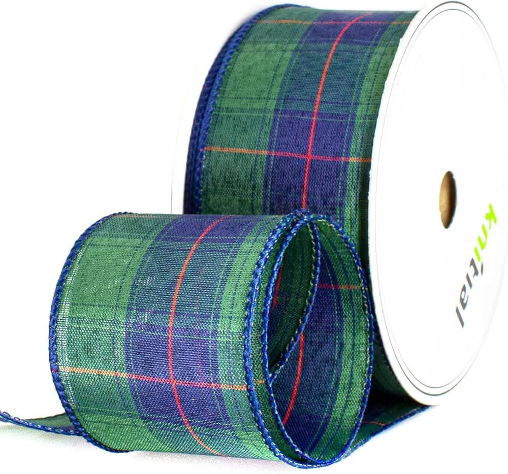 Tartan Plaid Ribbon 2-1/2" x 25 Yards Black Watch Ribbon with Wired Edges for Gift Wrapping, Craf... | Amazon (US)