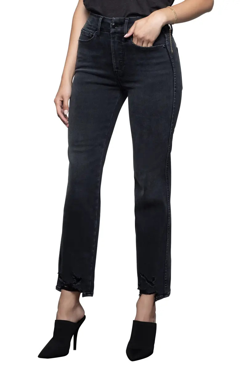 Good Straight Destroyed Hem Straight Leg Jeans | Nordstrom