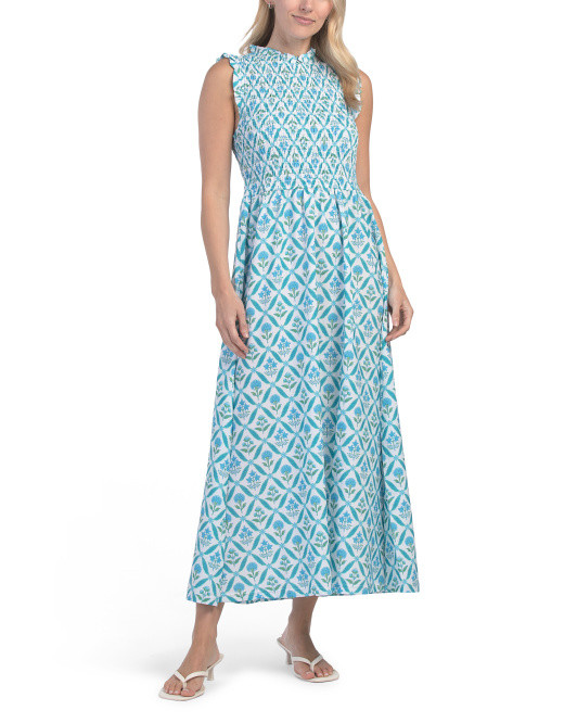 Upf 50 Rosemary Beach Woven Smocked Maxi Dress | TJ Maxx