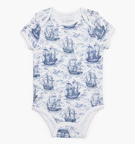 The Short Sleeve Onesie - Navy Mariner's Toile | Hill House Home US