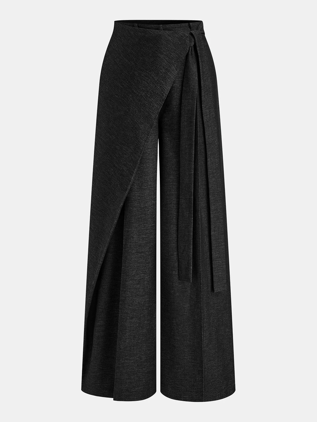 Asymmetric Wrap Wide-Leg Pants | Commense
