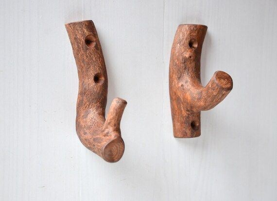 Two Cool Rustic Coat Hooks Hall Entryway Bag Hangers Tree | Etsy | Etsy (US)