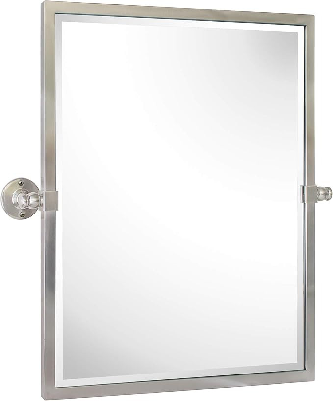 23x24'' Brushed Nickel Metal Framed Pivot Rectangle Bathroom Mirror in Stainless Steel Tilting Be... | Amazon (US)