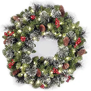 National Tree Company 24 in Pre-Lit Crestwood Spruce Artificial Christmas Wreath, Christmas Decor... | Amazon (US)
