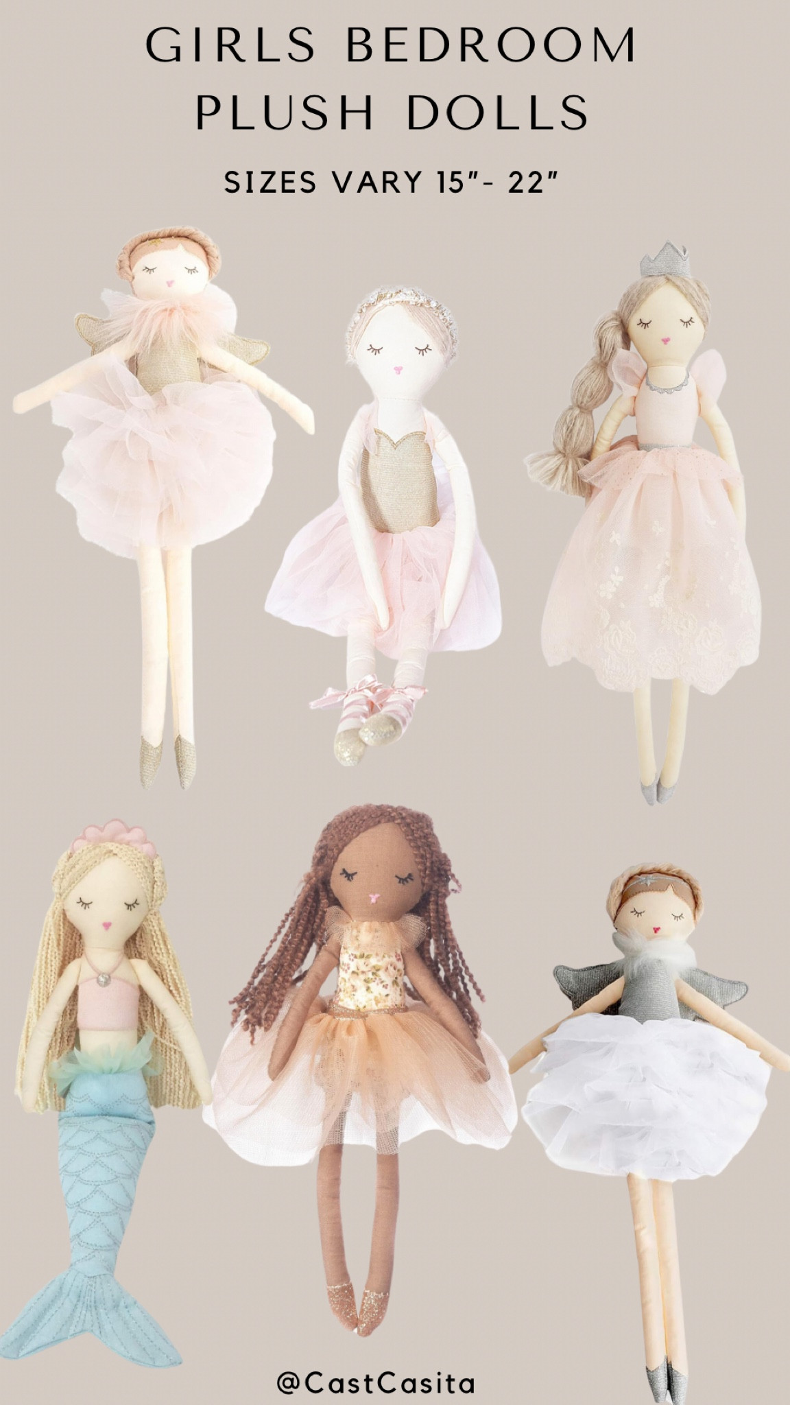 Whimsical girls bedroom fabric dolls. Perfect to put on their beds. So cute and prices vary! #girlsroom #girlsbedding #pbk 

#LTKHome #LTKSaleAlert