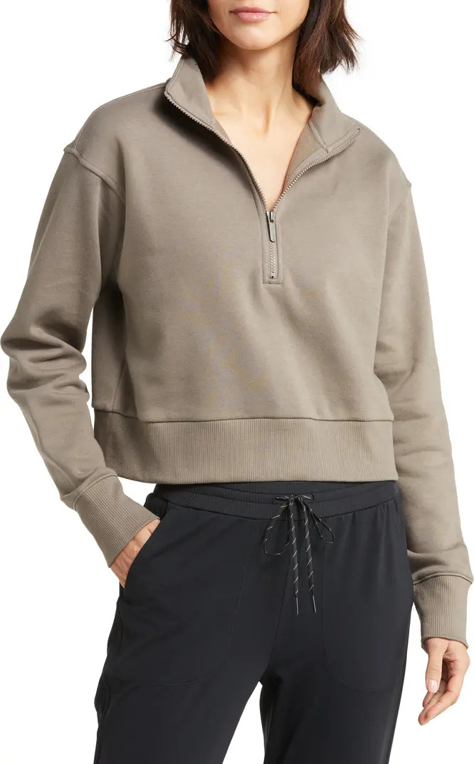 Cara Lite Half Zip Crop Sweatshirt | Nordstrom