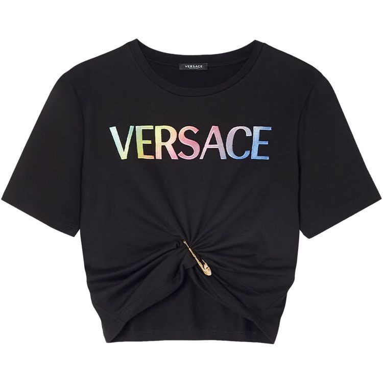 Versace Safety Pin Logo T-Shirt 'Black' | GOAT