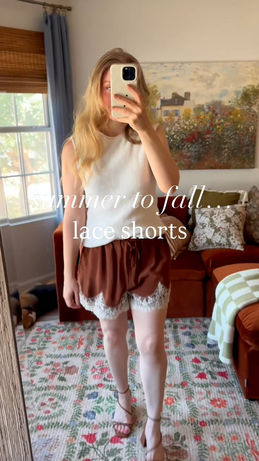 summer to fall outfits featuring these lace shorts! tts and a bit relaxed fitting, wearing my normal small. 

sleeveless sweater is tts, wearing my
normal small.

long sleeve sweater is tts, i sized up 1 to a medium for oversized fit.

#LTKSaleAlert #LTKSeasonal #LTKootd